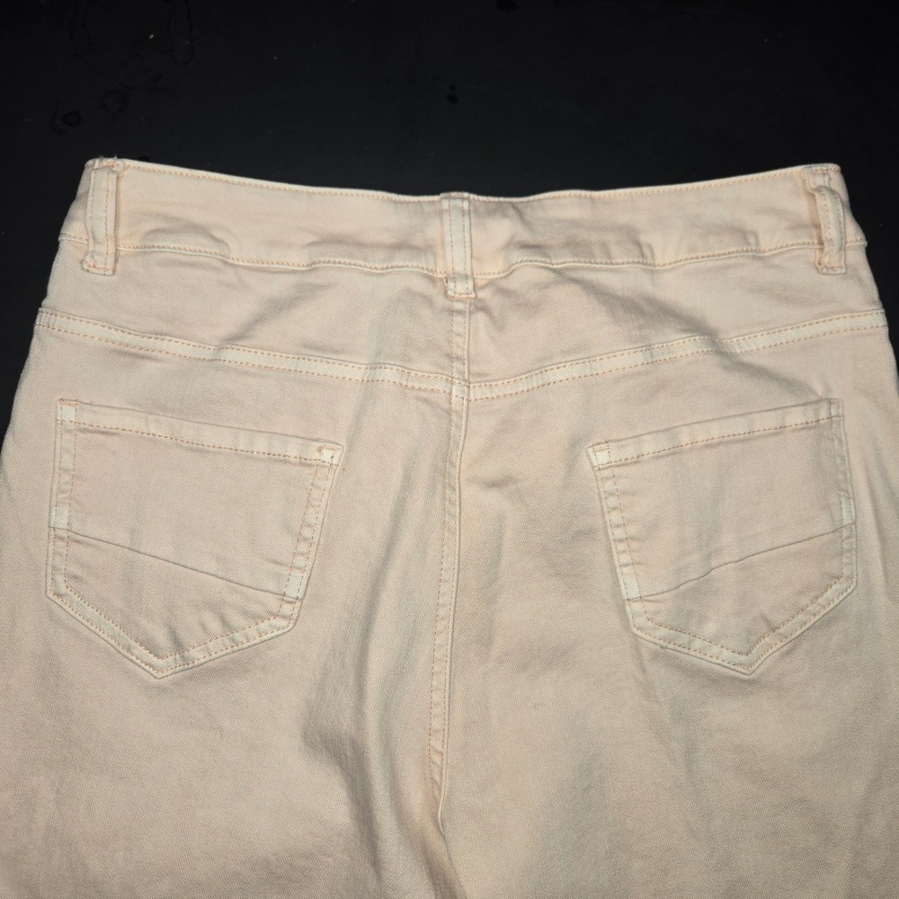 Eric Peach Floral Embroidered Denim Jeans Women Size 10 Pink Pastel Crop Stretch - Picture 6 of 8